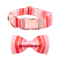 Red Stripe Collar and Bowtie Set