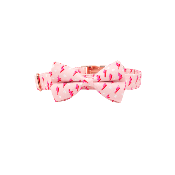 Pink Storm Bowtie Collar and Leash Set