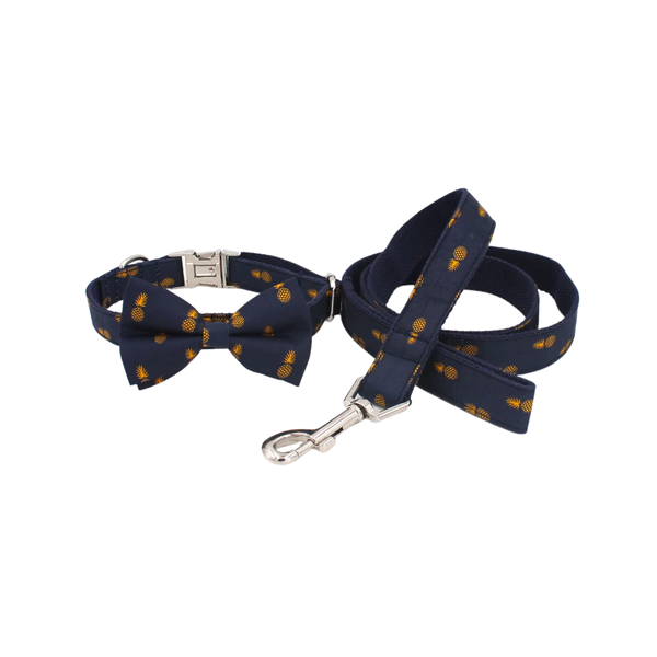 Pineapple Bowtie Collar and Leash Set
