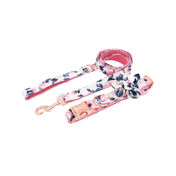 Pink Flower Collar and Leash Set