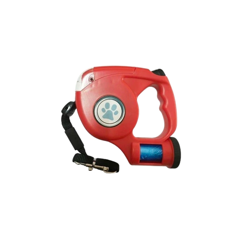 Single dog leash with torch and bag holder