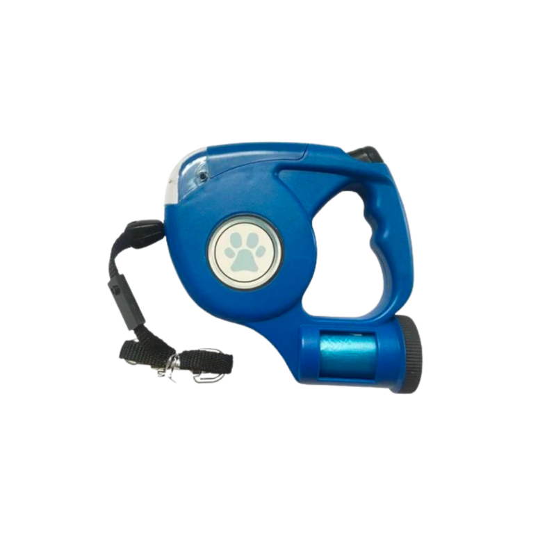 Single dog leash with torch and bag holder
